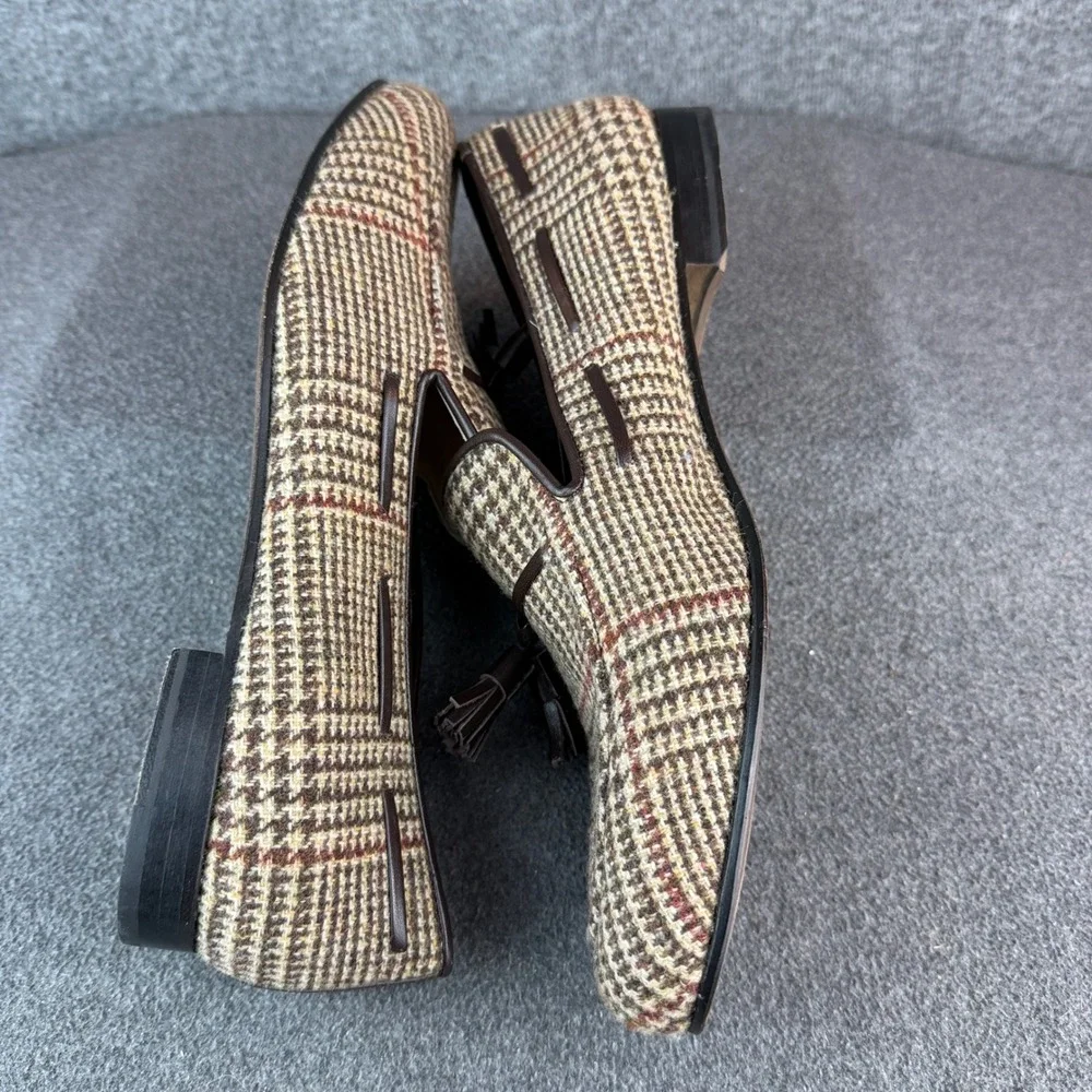 Rare Dapper Lane Mens 12 Custom Tweed Tassel Loafers Handcrafted Spain